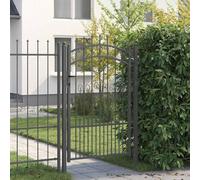 Fecpoo Puerta de valla Speertop KaMPEN 103 x 200 cm de acero gris, resistente, se puede cerrar con pernos deslizantes, para exteriores