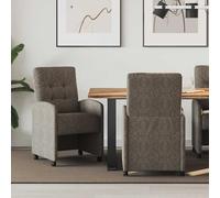 Fecpoo Sillas de comedor con ruedas, 2 unidades, color gris oscuro, 58 x 67 x 97 cm, asiento de ante sintético con marco de madera contrachapada de metal