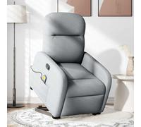 Fecpoo Sillón de masaje con ayuda eléctrica para levantarse, función reclinable manual hasta 135°, tela, gris claro, 66 x 144 x 76,5 cm, personas mayores