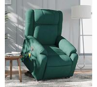 Fecpoo Sillón de masaje con ayuda eléctrica para levantarse, función reclinable manual, tela, color verde oscuro, 77 x 146 x 81,5 cm (posición reclinable), personas mayores