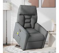 Fecpoo Sillón de masaje con ayuda eléctrica para levantarse | Masaje vibratorio gris oscuro, tela/metal/madera, 72 x 144,5 x 80 cm (posición tumbada), personas mayores