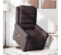 Fecpoo Sillón de masaje con ayuda eléctrica para levantarse, reclinable manual hasta 135°, tela, color marrón oscuro, asiento de 50 x 59 cm, para personas mayores