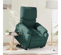 Fecpoo Sillón de masaje con ayuda eléctrica para levantarse - reclinable manual, tela, color verde oscuro, 75 x 145 x 81 cm (posición tumbada), personas mayores