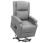 Fecpoo Sillón de masaje con ayuda para levantarse, masaje vibratorio de 6 puntos, tela (100% poliéster), gris claro, 70 x 89 x 103,5 cm, para personas mayores y adultos
