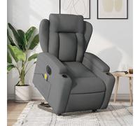 Fecpoo Sillón de masaje con ayuda para levantarse - reclinación eléctrica hasta 135°, funda de tela, color gris oscuro, 77 x 149,5 x 78 cm (posición reclinable), para personas mayores