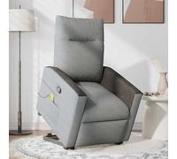 Fecpoo Sillón de masaje eléctrico con soporte para levantarse y tumbarse manual, funda de tela, color gris claro/negro, 110 kg de carga, para casa y personas mayores