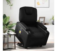 Fecpoo Sillón de masaje para levantarse | Función de reclinación manual hasta 135°, piel sintética negra, 74 x 144 x 78,5 cm, personas mayores
