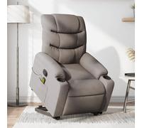 Fecpoo Sillón de masaje para levantarse | Función de reclinación manual hasta 135°, tela topo, 75,5 x 147 x 80,5 cm (posición tumbada), adulto