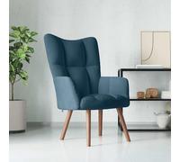Fecpoo Sillón de relax azul, funda de terciopelo (100% poliéster), patas de madera y marco de acero, altura del asiento: 40,5 cm, capacidad de carga hasta 110 kg, sillón individual moderno