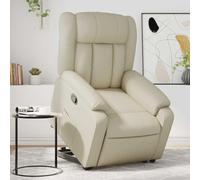 Fecpoo Sillón de relax con ayuda eléctrica para levantarse, piel sintética, color crema, 78 x 92 x 98 cm (asiento), 78 x 149 x 77 cm (tumbado), personas mayores