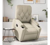 Fecpoo Sillón de relax con ayuda para levantarse, reclinable manual hasta 135°, piel sintética, color crema, 74 x 86,5 x 93,5 cm, para personas mayores y adultos