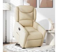 Fecpoo Sillón de relax con ayuda para levantarse, reclinable manual hasta 135°, tela (100% poliéster), color crema, 78 x 95 x 100 cm, para personas mayores y adultos