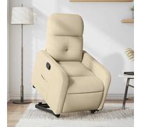 Fecpoo Sillón de relax con ayuda para levantarse, reclinable manual hasta 135°, tela (100% poliéster), color crema, 66 x 89 x 96 cm, adulto