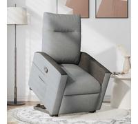 Fecpoo Sillón de relax con ayuda para levantarse, tela gris claro, 69 x 86 x 100 cm, para personas mayores, ajuste de altura eléctrico, función de reclinación manual hasta 135°