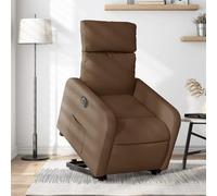 Fecpoo Sillón de relax con ayuda para levantarse y tumbarse ajustable, color marrón, 100% poliéster, 66 x 146 x 76,5 cm (posición tumbada)