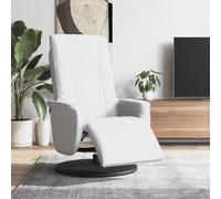 Fecpoo Sillón de relax con reposapiés, giratorio 360° y altura regulable, piel sintética blanca, 71 x 130,5 x 95,5 cm (tumbado), hasta 110 kg, para adultos en casa