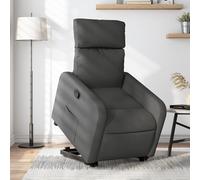 Fecpoo Sillón de relax con soporte para levantarse y tumbarse manual, tela (100% poliéster), color gris oscuro, 66 x 89,5 x 95,5 cm, para personas mayores y adultos