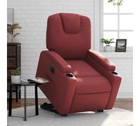 Fecpoo Sillón de relax eléctrico con función de levantarse y tumbarse, piel sintética, color rojo vino, 74 x 88 x 97 cm, posición sentada, para personas mayores
