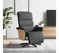 Fecpoo Sillón de relax giratorio 360° con reposapiés, tejido (100% poliéster), color gris oscuro, ancho del asiento: 51 cm, máx. 110 kg, oficina en casa, salón