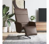 Fecpoo Sillón de relax marrón con reposapiés, respaldo ajustable y asiento giratorio, piel sintética, 71 x 127,5 x 98,5 cm (posición reclinable), adulto