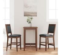 Fecpoo Taburete de bar con respaldo 2 unidades, color marrón/negro, madera maciza de caucho de 50 × 42 cm, capacidad de carga de 110 kg, para cocina y bar