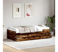 Fecpoo WGYHOME - Cama de día 2 en 1 con 6 cajones, madera de roble ahumado, 193 x 78 x 45,5 cm, para pequeños apartamentos e invitados