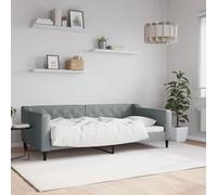 Fecpoo WGYHOME - Cama de día de 90 x 190 cm, tela gris claro, sofá cama 2 en 1 con estructura de metal de madera maciza y somier de láminas de madera contrachapada para salón