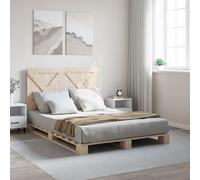 Fecpoo WGYHOME Cama de Madera Maciza con Cabecero 160 x 200 cm - Hecho de pino macizo sin tratar, listones resistentes, para un sueño reparador en el dormitorio