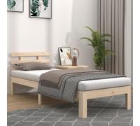 Fecpoo WGYHOME Cama de madera maciza de 100 x 200 cm con vetas rústicas y construcción robusta, pino sin tratar, ideal para personas que duermen individualmente