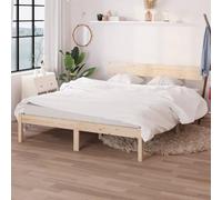 Fecpoo WGYHOME Cama de Madera Maciza de 120 x 200 cm de Madera de Pino sin Tratar con Somier Integrado - Cama Dormitorio Adulto