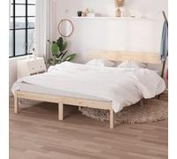 Fecpoo WGYHOME Cama de madera maciza de 160 x 200 cm con cabecero fijo y somier integrado de madera de pino sin tratar - Dormitorio