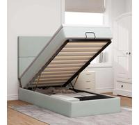 Fecpoo WGYHOME Cama otomana con colchón de 90 x 200 cm, terciopelo gris claro, espacio de almacenamiento debajo de la cama, colchón de muelles ensacados de resistencia media + colchón de 5 cm