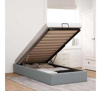 Fecpoo WGYHOME Cama otomana de 80 x 200 cm, gris claro con espacio de almacenamiento bajo la superficie de descanso, tela (100% poliéster), estructura de metal, para adultos