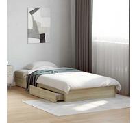 Fecpoo WGYHOME Estructura de cama con espacio de almacenamiento, 75 x 190 cm, madera de roble Sonoma, 1 marco + 4 cajones, dormitorio
