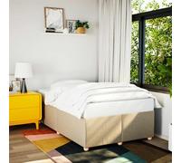 Fecpoo WGYHOME Estructura de cama de 120 x 200 cm sin colchón, cama de tela color crema con somier, marco de madera de pino macizo y patas de plástico