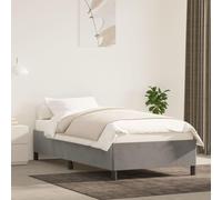 Fecpoo WGYHOME Estructura de cama de 90 x 200 cm, terciopelo de poliéster gris claro con patas de madera estables y somier integrado