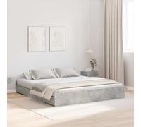 Fecpoo WGYHOME Estructura de cama de almacenamiento con 4 cajones, hormigón gris, 203 x 180 x 28 cm, material de madera, para colchón Super King Size 180 x 200 cm