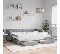 Fecpoo WGYHOME Sofá cama extensible 2 en 1 con espacio de almacenamiento, color gris claro, tela/metal/madera, 223 x 172,5 x 67 cm, extendido, incluye 2 colchones de espuma, para apartamentos pequeños