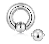 FECTAS Anillos de Cuentas Cautivos Acero Inoxidable Joyería Piercing Anillo Plata Retención CBR Acción PA con Bola de Reemplazo