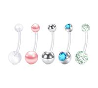 FECTAS Piercing de ombligo de plástico para embarazo, para maternidad, 6, 8, 10, 12, 14, 16, 18, 22, 25, 32, 35, 38 mm, Plástico