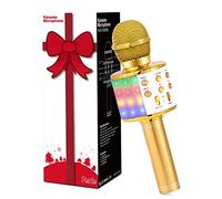 Fede Micrófono Karaoke Bluetooth, Microfono Inalámbrico Karaoke Portátil con luz LED Multicolor para Niños Canta Partido Musica, Compatible con Android/iOS PC o Teléfono Inteligente