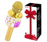 Fede Micrófono Karaoke Bluetooth, Microfono Inalámbrico Karaoke Portátil con luz LED Multicolor para Niños Canta Partido Musica, Compatible con Android/iOS PC o Teléfono Inteligente