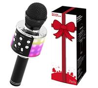 Fede Micrófono Karaoke Bluetooth, Microfono Inalámbrico Karaoke Portátil con luz LED Multicolor para Niños Canta Partido Musica, Compatible con Android/iOS PC o Teléfono Inteligente