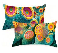 Federa Cuscino 30x50 cm Set di 2 Cuscino Astratto Lino Copricuscini Rettangolari Federe Cuscini Divano 30 x 50 BLU Stampa a Doppio Lato per Camera da Letto Soggiorno Decorazioni Autunnali EM-1101