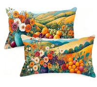 Federa Cuscino 30x50 cm Set di 2 Cuscino Autunno Lino Copricuscini Rettangolari Federe Cuscini Divano 30 x 50 Paesaggio Stampa a Doppio Lato per Camera da Letto Soggiorno Decorazioni Autunnali EM-1075