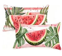 Federa Cuscino 30x50 cm Set di 2 Cuscino Estate Lino Copricuscini Rettangolari Federe Cuscini Divano 30 x 50 Anguria Stampa a Doppio Lato per Camera da Letto Soggiorno Decorazioni Autunnali EM-1375