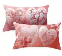 Federa Cuscino 30x50 cm Set di 2 Cuscino Rosa Velluto Copricuscini Rettangolari Federe Cuscini Divano 30 x 50 San Valentino Stampa a Doppio Lato per Camera da Letto Soggiorno Decorazioni EM-1393