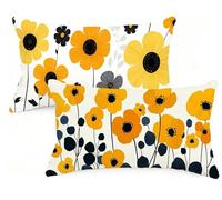 Federa Cuscino 40x60 cm Set di 2 Cuscino Bianco Velluto Copricuscini Rettangolari Federe Cuscini Divano 40 x 60 Fiore Stampa a Doppio Lato per Camera da Letto Soggiorno Decorazioni Autunnali EM-245