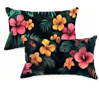 Federa Cuscino 40x60 cm Set di 2 Cuscino Foglie Verdi Velluto Copricuscini Rettangolari Federe Cuscini Divano 40 x 60 Fiore Stampa a Doppio Lato per Camera da Letto Soggiorno Decorazioni EM-831