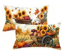 Federa Cuscino 40x70 cm Set di 2 Cuscino Autunno Velluto Copricuscini Rettangolari Federe Cuscini Divano 40 x 70 Giorno del Ringraziamento Stampa a Doppio Lato,Camera da Letto Soggiorno Decor EM-23